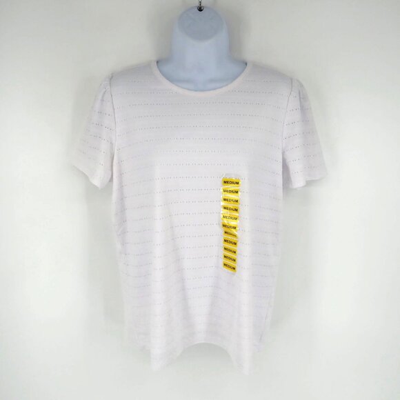 Rafaella Women's White Short-Sleeve Top Eyelet Detail Medium NWT $59 - Picture 1 of 6